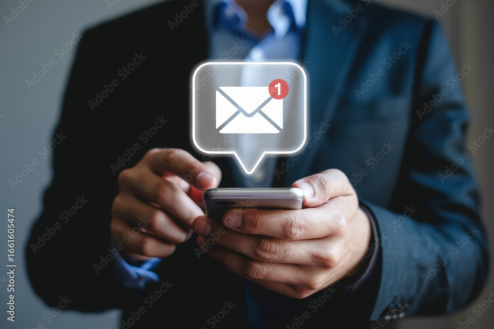Poster navigating digital communication a businessman's guide to managing email overload and low feedback i