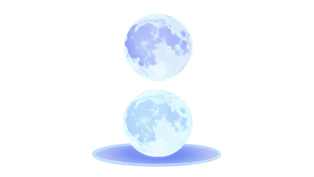 Two Blue Moons Floating With One On A Glowing Disc celestial space isolated on a transparent background