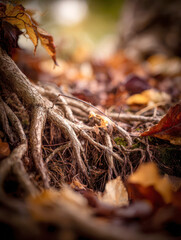 Autumn Tree Roots and Leaves - Forest Ground Texture 2