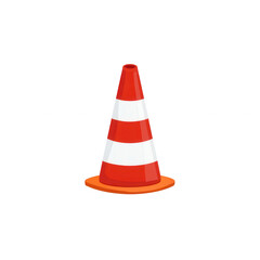 Flat vector safety cone icon with alternating colors and cartoon simplicity
