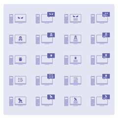 Malware desktop icon set. Hacking concept.