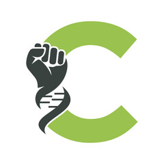 Hand Dan Logo Combine With Letter C Vector Template