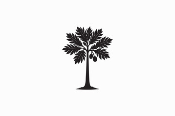 A Breadfruit growth tree vector silhouettes black image made by adobe illustrator  .eps