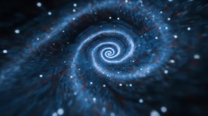 A swirling blue galaxy with specks of light against a dark background - Powered by Adobe