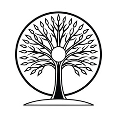 Stylized tree of life symbol within a circle emblematic of nature and growth