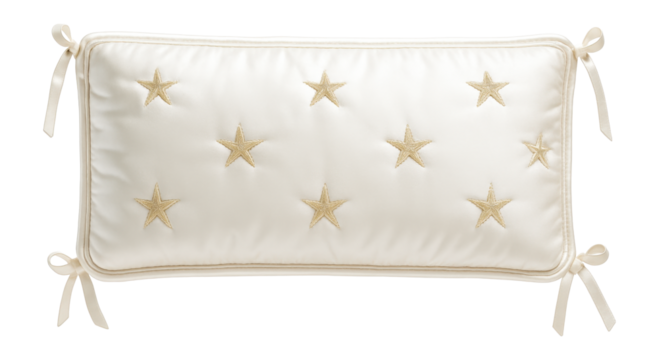 Silk crib bumper with embroidered stars for a luxurious nursery in a private residence