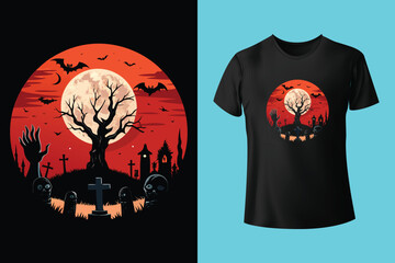 t shirt of Happy Halloween Typography Illustration with Skull, Ghost and Spider Web