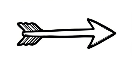 Arrow Pointing Direction: A minimalist black and white arrow, hand-drawn with clean lines, signifying direction and movement forward.