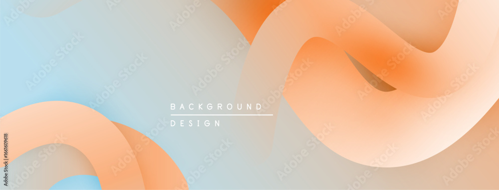Poster abstract background features flowing orange, blue layers. soft gradients create modern, minimalist d