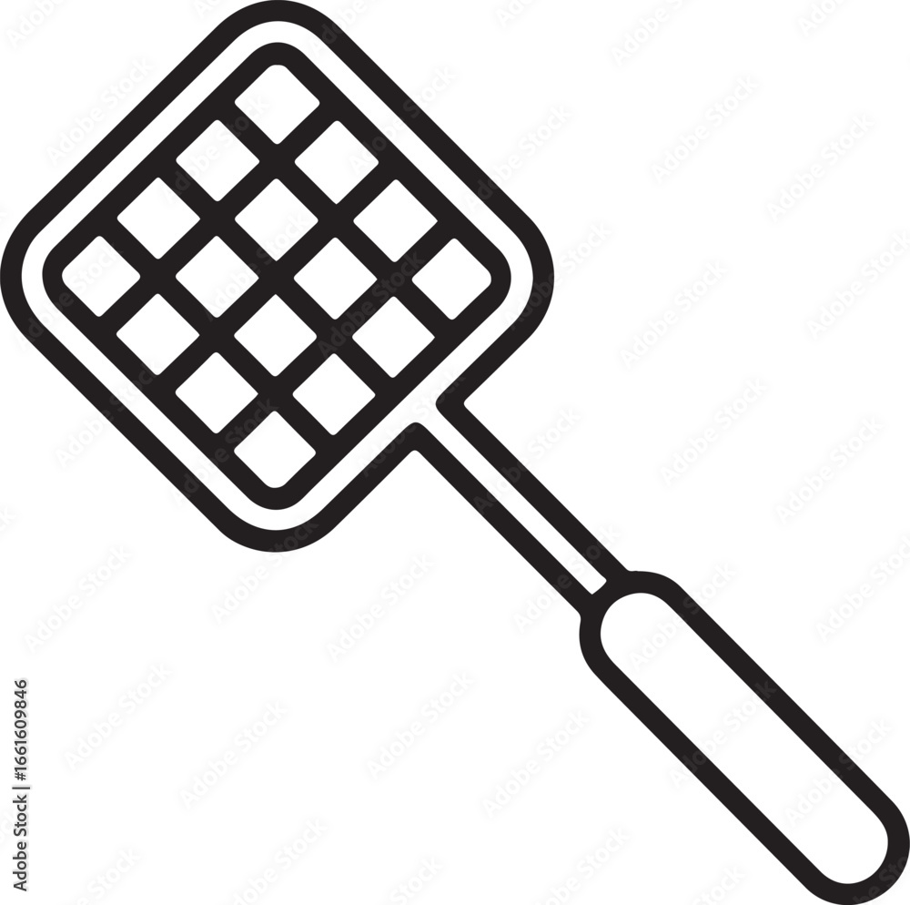 Aufkleber simple line art icon of a square badminton tennis racket with a solid handle