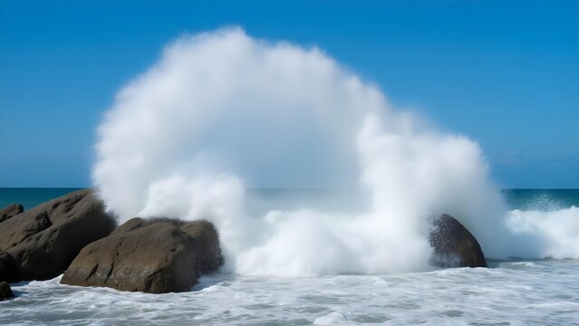 White waves on the blue coast