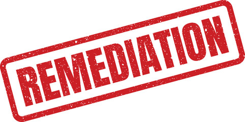 Isolated remediation stamp with distressed effect, environmental cleanup or medical restoration seal symbol, concept