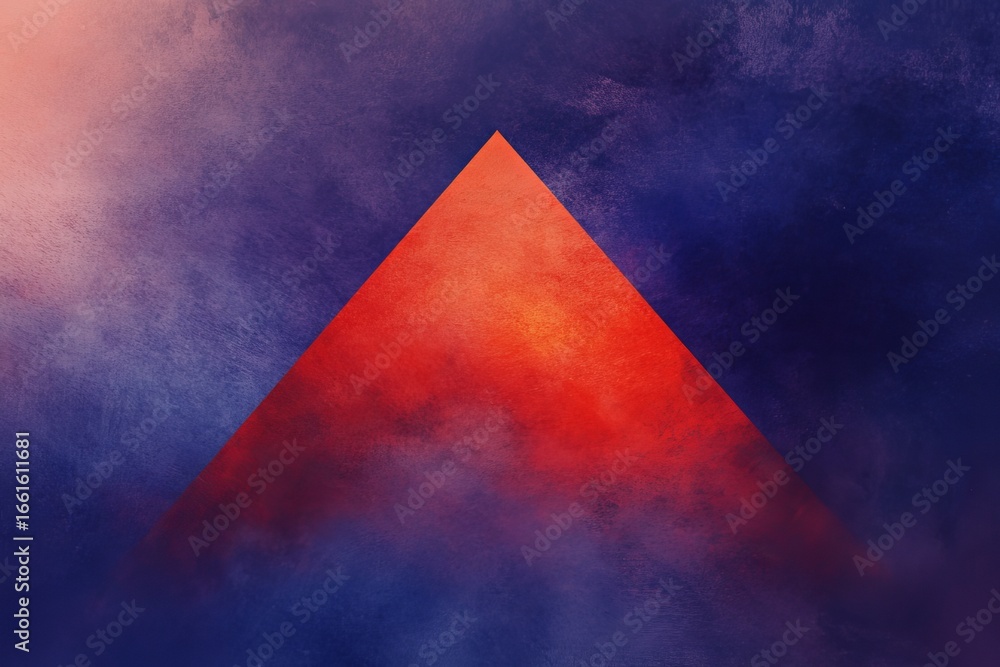Poster vibrant abstract gradient with grunge texture featuring central triangle design