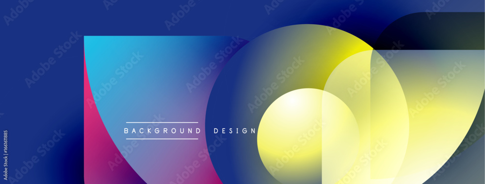 Poster abstract colorful background. overlapping circles create dynamic visual effect. gradient hues blend 