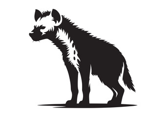 hyena logo silhouette vector, hyena silhouette vector illustration, animal vector silhouette of a hyena design,  angry hyena logo silhouette, animal wildlife logo silhouette vector on white background