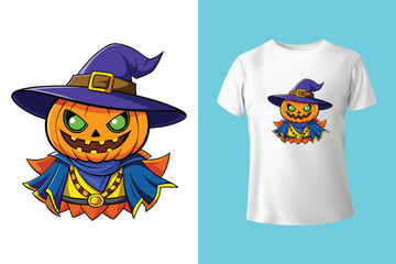 Scary angry scarecrow Halloween party illustration silhouette t shirt design