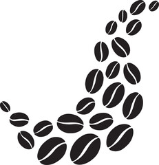Coffee beans forming wave pattern silhouette vector, perfect for café branding, packaging, and design projects.