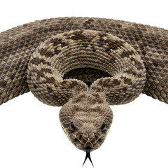Naklejka premium Meticulously detailed rattlesnake diamondback pattern, naturalistic earth tones, sharp scales, isolated on transparent, shadowless studio light concept of natural pattern and texture