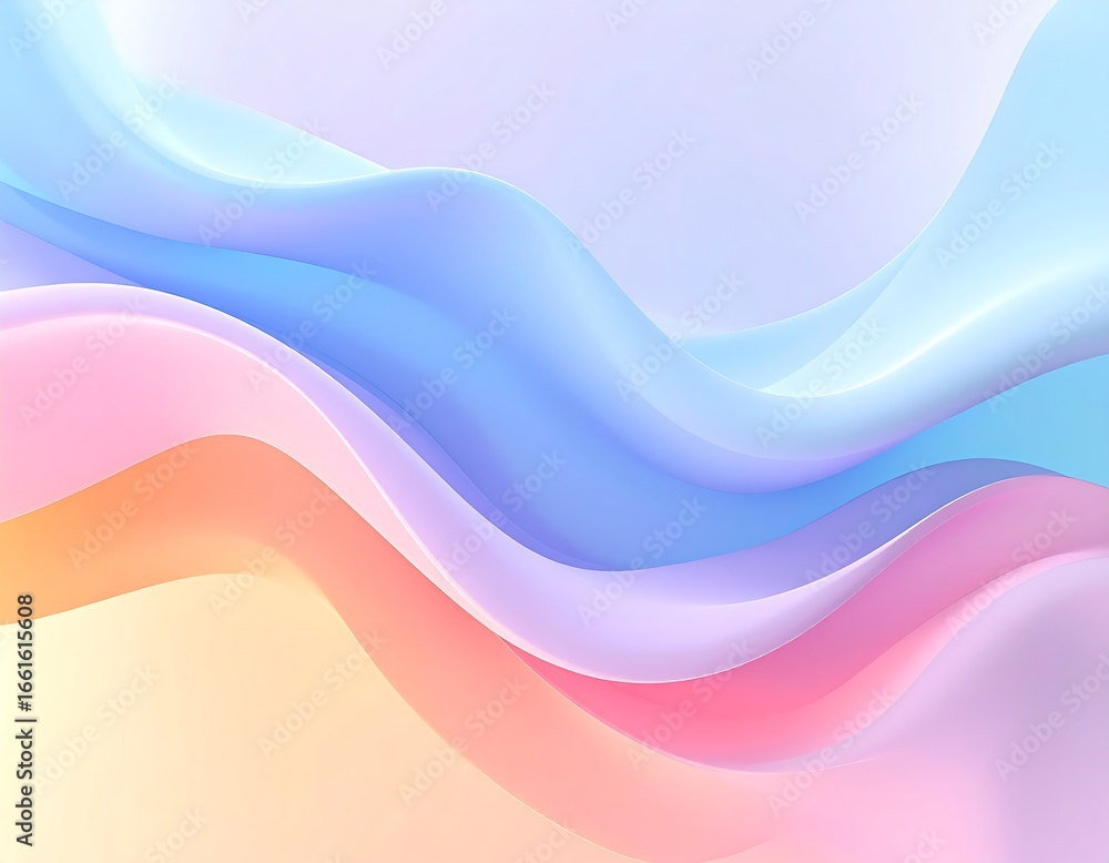 Poster abstract flowing waves of soft pastel colors create a serene and calming visual experience