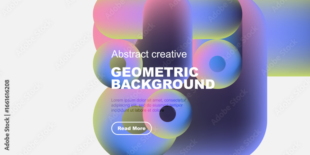 Aufkleber abstract geometric background features vibrant overlapping shapes. text includes title, sample text,