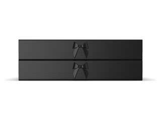 Black folding gift box mockup on white background. Side view. 3d illustration.