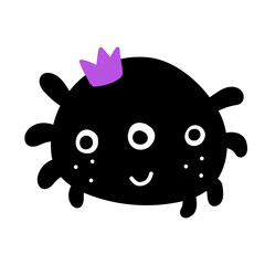 Cute halloween spider vector halloween characters for party decoration. Cartoon playful characters web insects. Adorable smiling creatures.