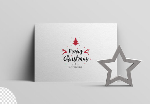 Horizontal Greeting Postcard Mockup Isolated