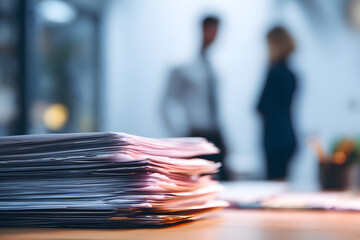 Documents about workplace harassment in an office.