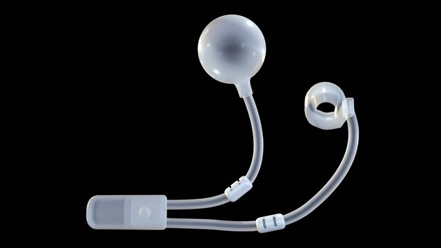 A 3d rendering of artificial urinary sphincter (AUS). It is a surgically implanted medical device used to treat severe stress urinary incontinence, particularly in men after prostate surgery. 