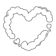 Black line Smoke lines forming a heart shape design for templates.
