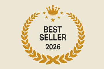 Best Seller with wreath and crown indicating top product rating and quality, ready to label, promote, and highlight products or services with success