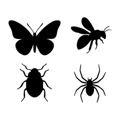 clipart silhouettes Butterflies, bees, insects, spiders