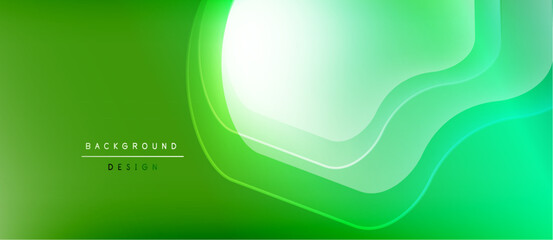 Abstract green background. Smooth layers create flowing shapes, light highlights, modern design. Minimal text present.