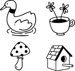 Hand drawn line cute doodle design for templates.