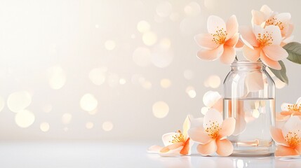 Light pink flowers in bottle