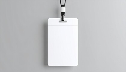 Vertical blank plastic ID card mockup with lanyard. Template for corporate identity, event access pass, and security credentials