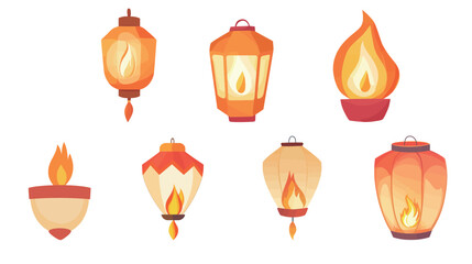 Floating Fire Lantern Vector Graphic Design – Festive Night Illustration