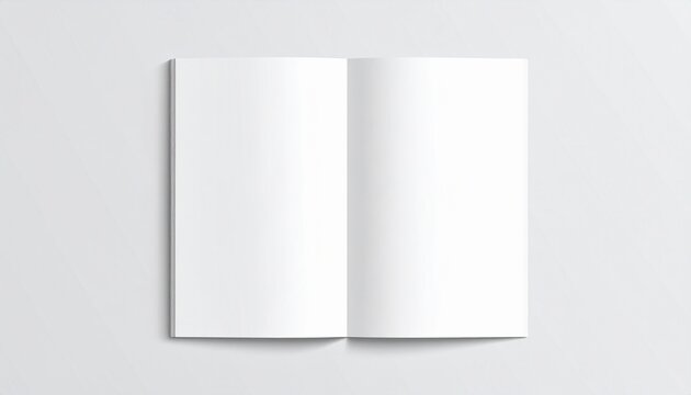 Realistic top-down view of a blank open bifold brochure or booklet, a minimalist mockup template for design presentation on a clean background