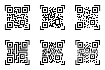 collection of six different QR codes 