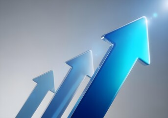 3d render glossy illustration of upward pointing arrows symbolizing financial growth or progress. Ensuring a professional and dynamic look for business success.