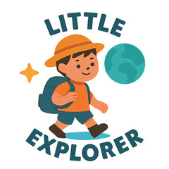 Cute "Little Explorer" Kid in Space T-Shirt Design