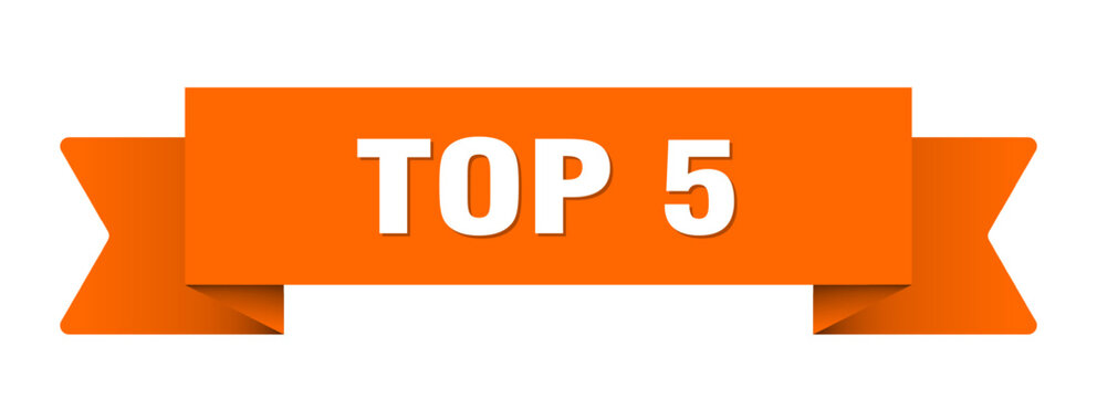 top 5 ribbon isolated on transparent background. top 5 ribbon