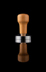 Wooden Handle Espresso Coffee Tamper on Black Background