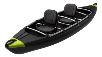 Folding tandem kayak with aluminum frame for easy transport and storage