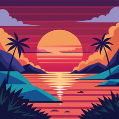 tropical beach with palm trees