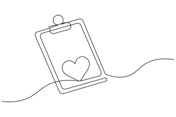 Obraz premium One line drawing of clipboard minimalist outline vector art