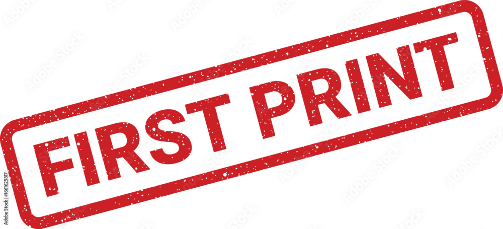 Poster rectangular first print stamp effect illustration for print materials and design elements
