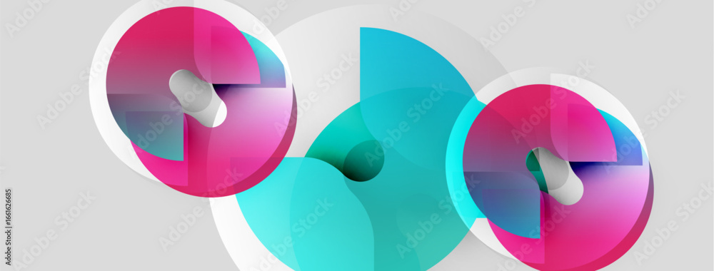 Aufkleber abstract design features overlapping circular shapes. pink, turquoise hues blend, creating dynamic v