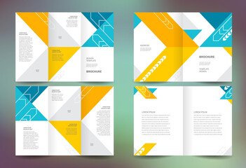 Set Business brochure design template tri-fold abstract arrows geometric theme