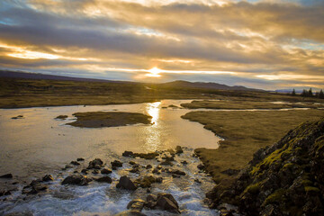 Sunrise at thingvellir National park, Iceland 